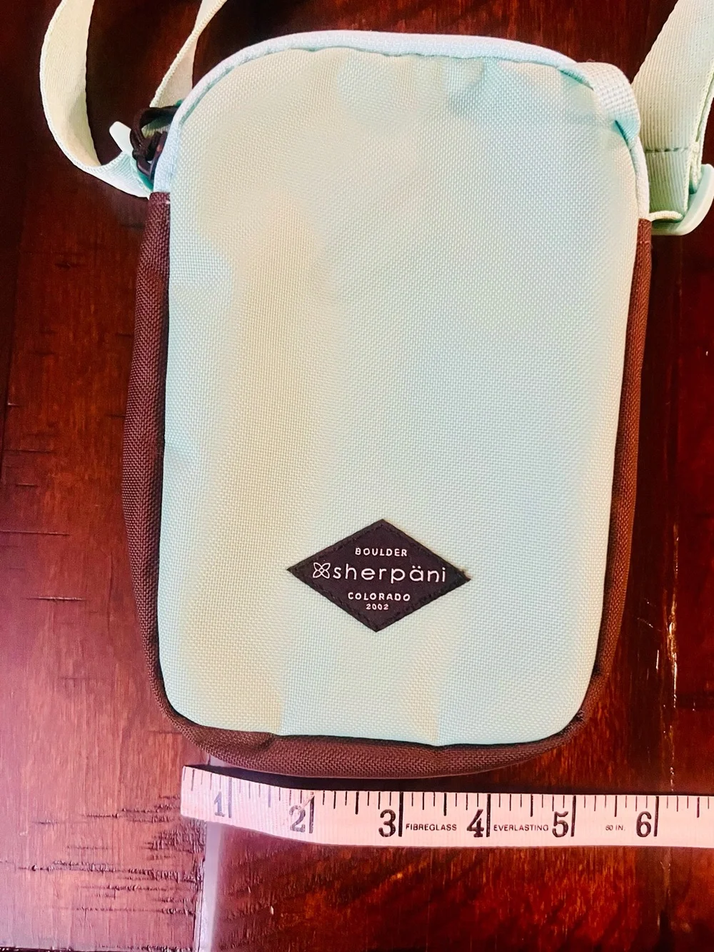 Sherpani Rogue Crossbody Bag Mint & Brown Lightweight Travel Everyday Purse